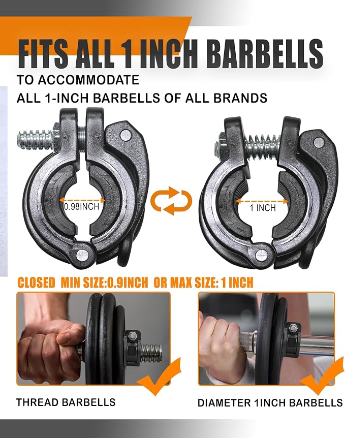 MAXRICH T Barbell Clamp 1 inch Multiple Sizes & Adjustable Weight Clips - Image 4