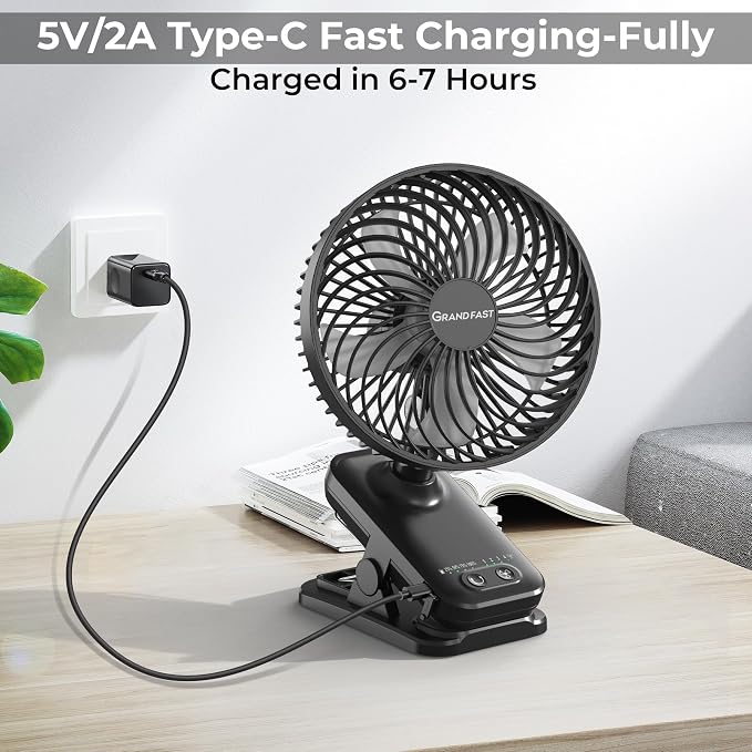 10000mAh Clip On Fan, 42H Run, Quiet & Auto Oscillating Table Fan, Rechargeable - Image 7