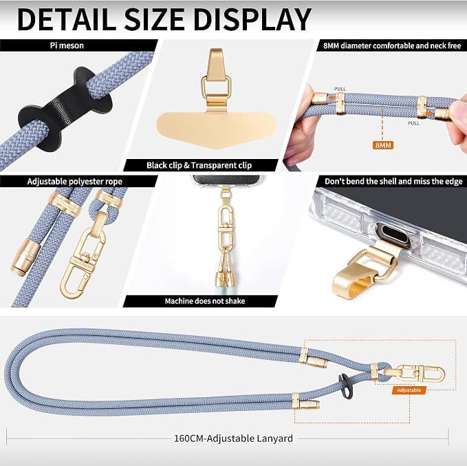 Adjustable Anti-Theft Phone Lanyard - 8mm Mountain Climbing Rope Neck & - Image 7