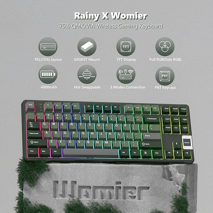 QK87 75% Keyboard with Multimedia Screen, QMK/VIA Wireless Gaming Keyboard - Image 2