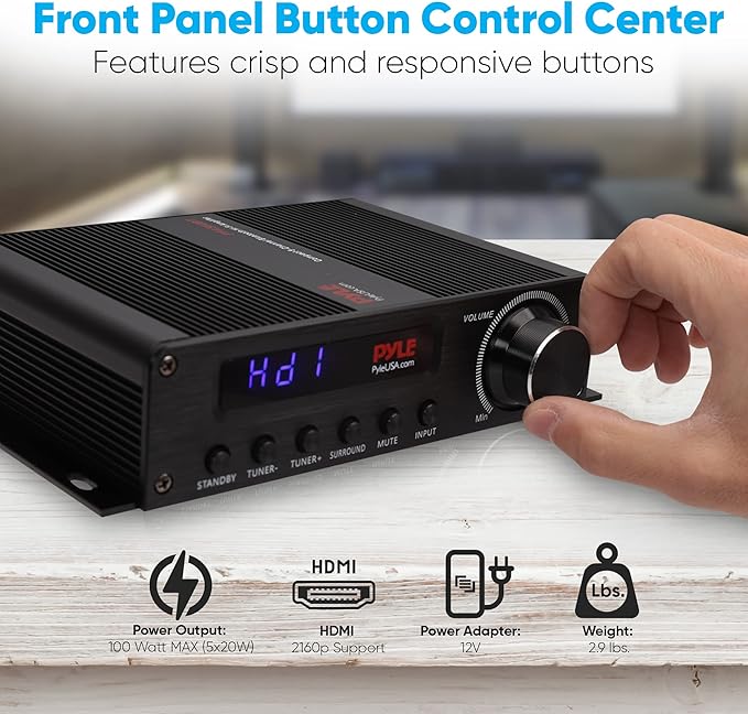 Pyle Wireless Bluetooth Home Audio Amplifier - 100W 5.1 Channel Home Theater - Image 6