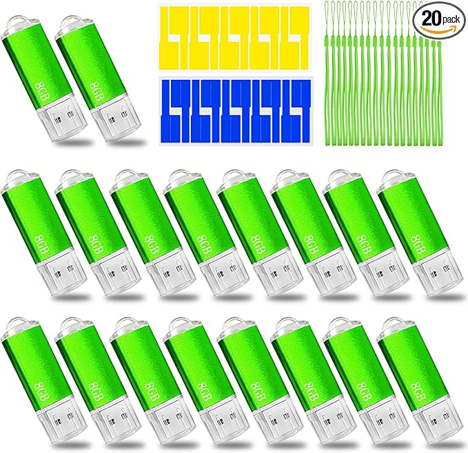 8GB USB Flash Drive 20 Pack Nicepicten Bulk USB 2.0 Thumb Drives 20Pack Metal by NicepictenUSBFlashDrive