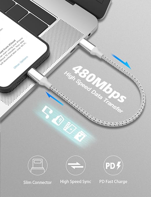 1ft USB C to Lightning Cable Short, 12inch Nylon Braided Type C to Lightning - Image 5