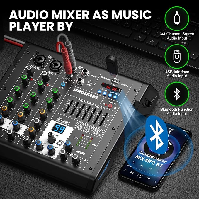 4 Channel Audio Interface DJ Mixer - Image 3