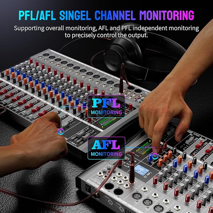 Professional DJ Audio Mixer, 12 Channel Audio Mixer, USB Interface, 12 XLR - Image 5