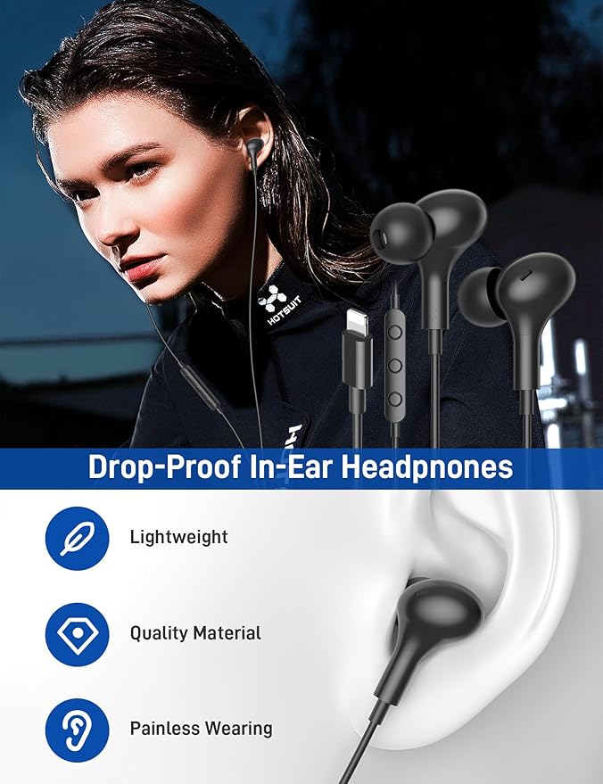 iMangoo for Apple MFi-Certified Headphones for Lightning Wired Earbuds Magnetic - Image 3