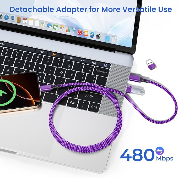 Elebase USB Type C to C 100W Charging Cable 6.6FT - Image 5