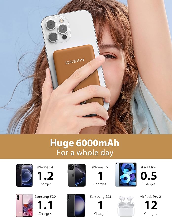 6000mah Ultra Slim Built in Cables Power Bank, Card Size Built in USB C Cords - Image 3