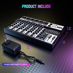 Professional Audio Mixer, 6 Channel Audio Interface Sound Board Mixing Console - Image 8