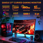 SANSUI 27 Inch WQHD 2560X1440 Curved Gaming Monitor, 180Hz MPRT 1ms Computer - Image 2