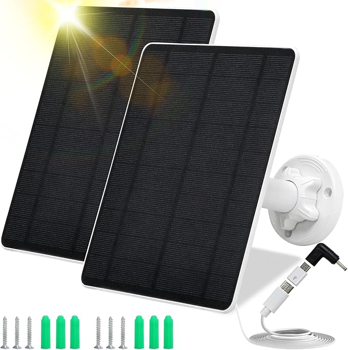 Solar Panel for Security Camera, 5W USB Solar Panel for Cameras DC 5V, Camera by MUZUZZI