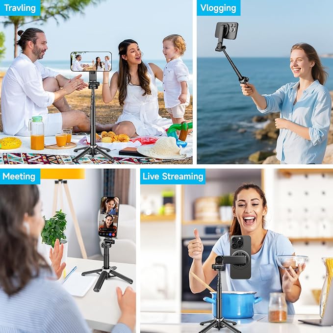 Selfie Stick for iPhone, Magnetic Tripod - 3 in 1 Tripod for Video Recording - Image 7