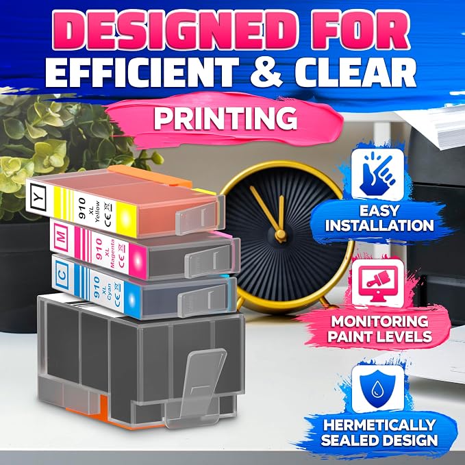 910XL Printer Ink Cartridges 4 Pcs – Includes 910XL Black & Color Ink – - Image 6