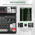Audio Mixer 8 Channel Sound Mixer Console, Professional Music Mixing Board DJ - Image 2