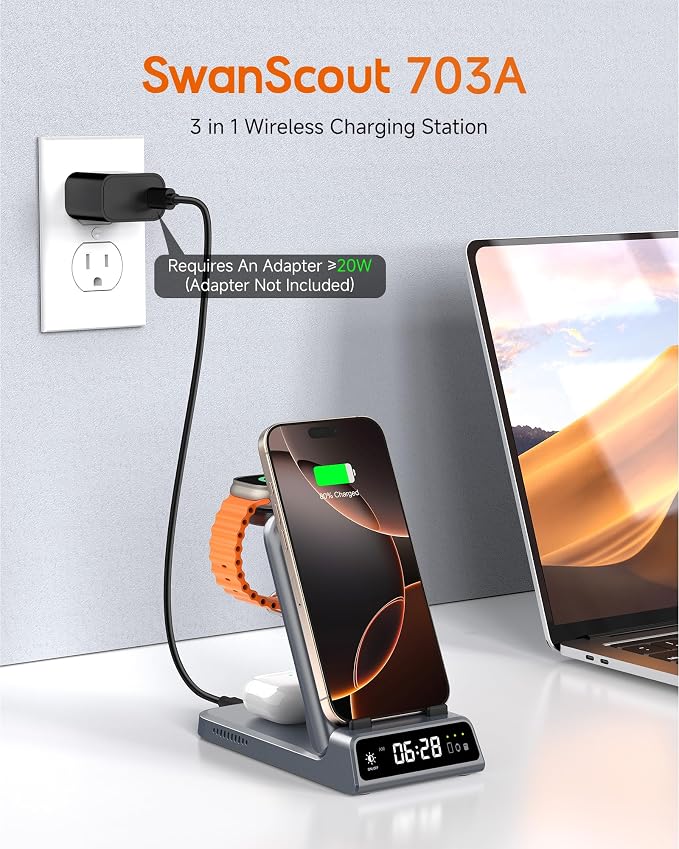 Wireless Charger for iPhone, SwanScout 703A, Charging Station for iPhone - Image 4