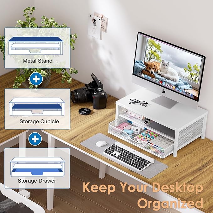 Desk Organizers and Accessories, 2-Tier Computer Monitor Stand Riser - Image 5