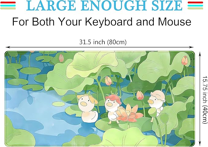 Green Cute Anime Desk Mat Kawaii Cartoon Ducks Gaming Mouse Pad XXL Large Anime - Image 3