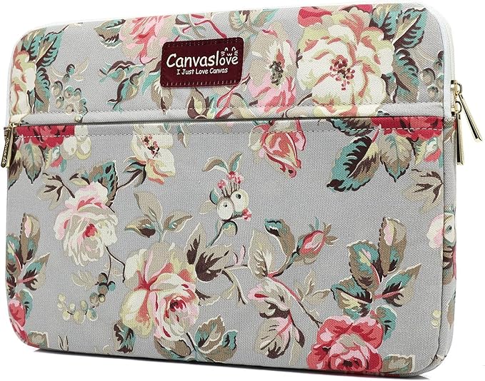 Canvaslove Grey Rose Laptop Sleeve Case Bag by Canvaslove
