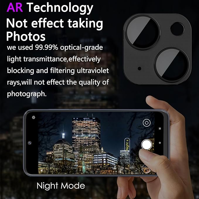 2 Pack Camera Lens Protector for iPhone 15 / iPhone 15 Plus, AR Tempered Glass - Image 3