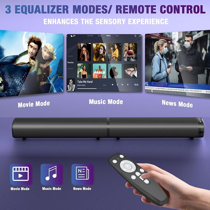Sound Bar, 100W Sound Bar for Smart TV, 2 in 1 Detachable Home Speaker Bass - Image 4