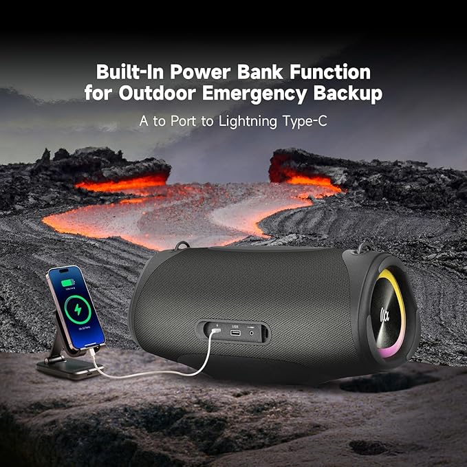 Portable Bluetooth Speaker, IPX7 Waterproof 80W Loud Stereo Sound Wireless - Image 6