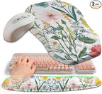 2-in-1 Ergonomic Set, Wave Keyboard Wrist Rest and Massage Slope Mouse Pad by Gleamtide