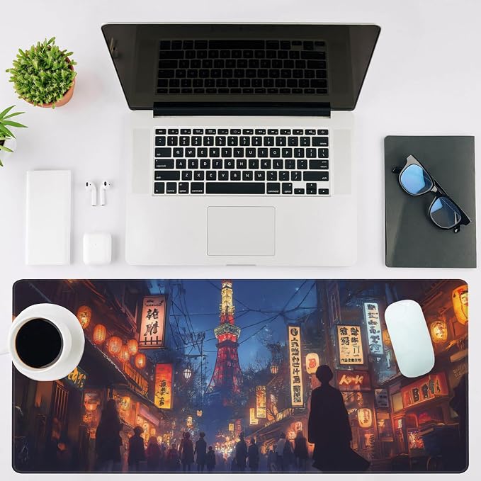 Mouse Pad Large Bustling Street in Tokyo Non-Slip Gaming Desk Mat - Image 2