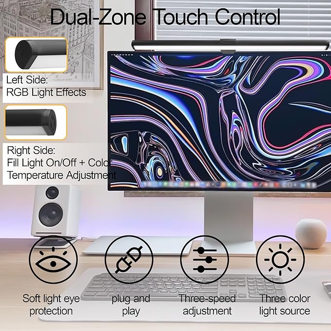 Dual-Sided Screen Light Bar, RGB Atmosphere Backlight & 3 Color Temperatures - Image 7