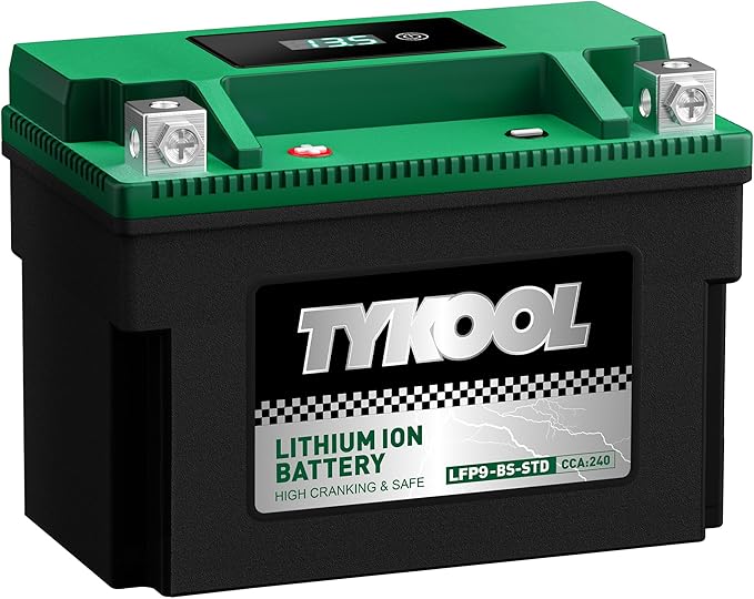 TYKOOL YTX9-BS -STD 240CCA Lithium LiFePO4 Motorcycle Battery, 2X Cranking Amps - Image 2