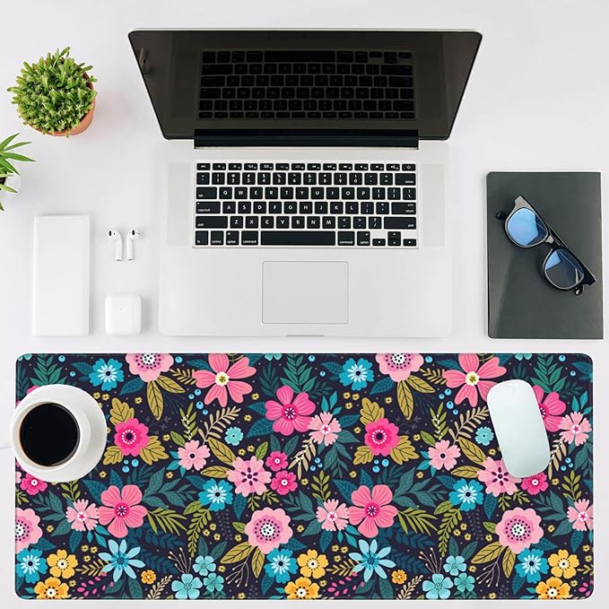 Mouse Pad Large Bright Colorful Flowers Non-Slip Game Desk Mat - Image 2