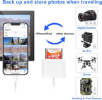 CF SD Card Reader for iPhone iPad, 3 in 1 Compact Flash Memory Card Reader - Image 4