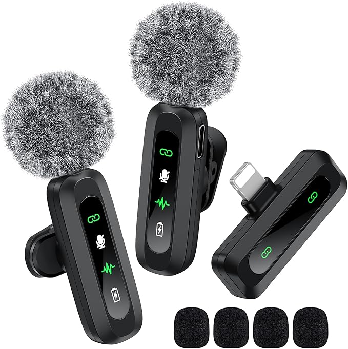 Wireless Lavalier Microphone for iPhone Recording Clip-on Mini Mic for by GoorDik