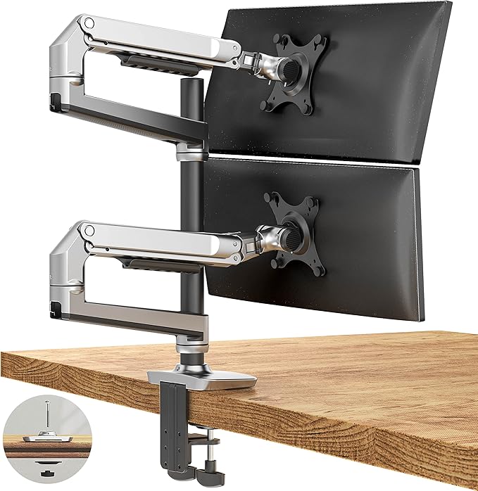 Dual Monitor Mount, Holds Screens up to 40 Inches and 25 lbs, Fully Adjustable by Ergounion
