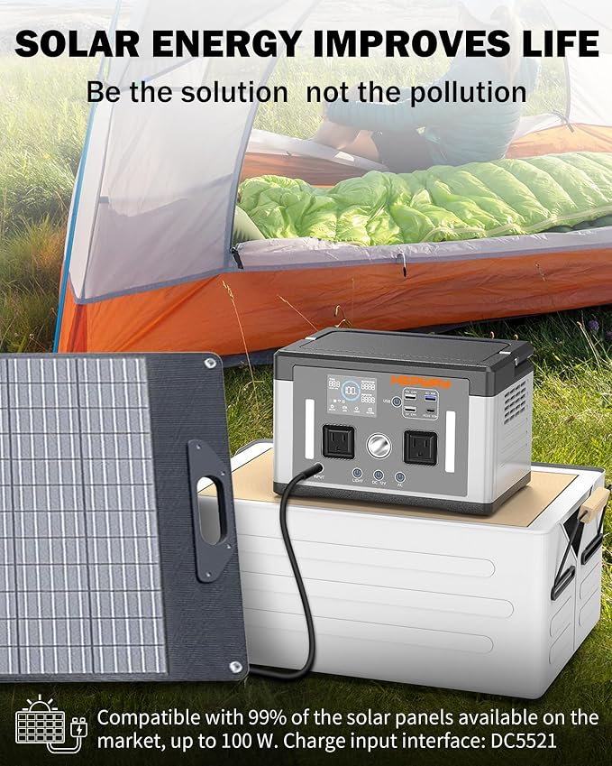 Portable Power Station 700W, 577Wh Solar Generator Surge 1000W Pure Sine Wave - Image 9
