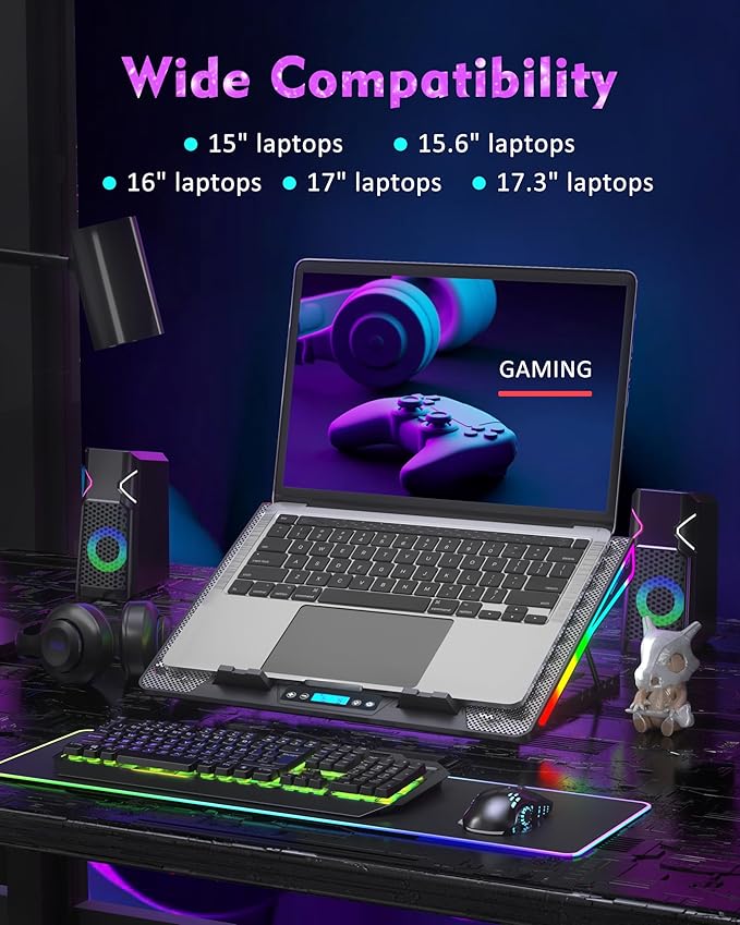 AICHESON Laptop Cooling Pad, 15 Powerful Cooling Fans, Gaming Laptop Cooler - Image 6