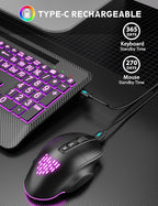 Wireless Keyboard and Mouse Backlits, Wrist Rest, LED Mouse, Rechargeable - Image 5