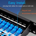 24 Port RJ45 Patch Panel Cat6 Feed Through, Coupler Network Panel 19 Inch - Image 3