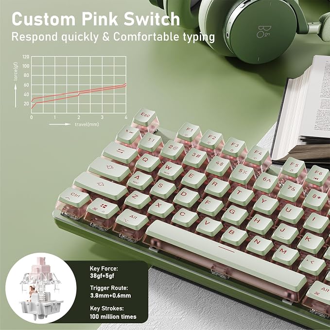 EWEADN V20 Wired Mechanical Keyboard, 104 Keys Backlit LED Keyboards, Media - Image 3