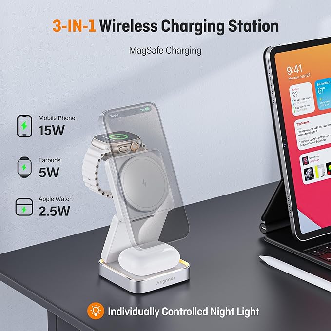 【2025 Upgraded】 Wireless Charger 3 in 1, Foldable Wireless Charging Station - Image 5