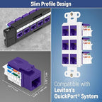 Everest 45° Angled RJ45 Cat6A Keystone Jacks 50-Pack in Purple - Image 7