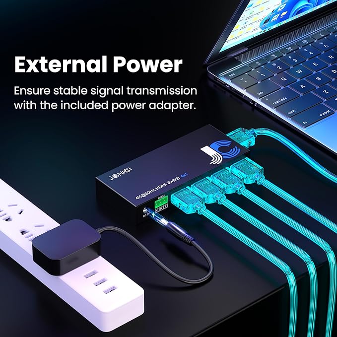 HDMI Switch 4 in 1 Out 4K@60Hz, 4 Ports HDMI Switcher Selector - Image 3