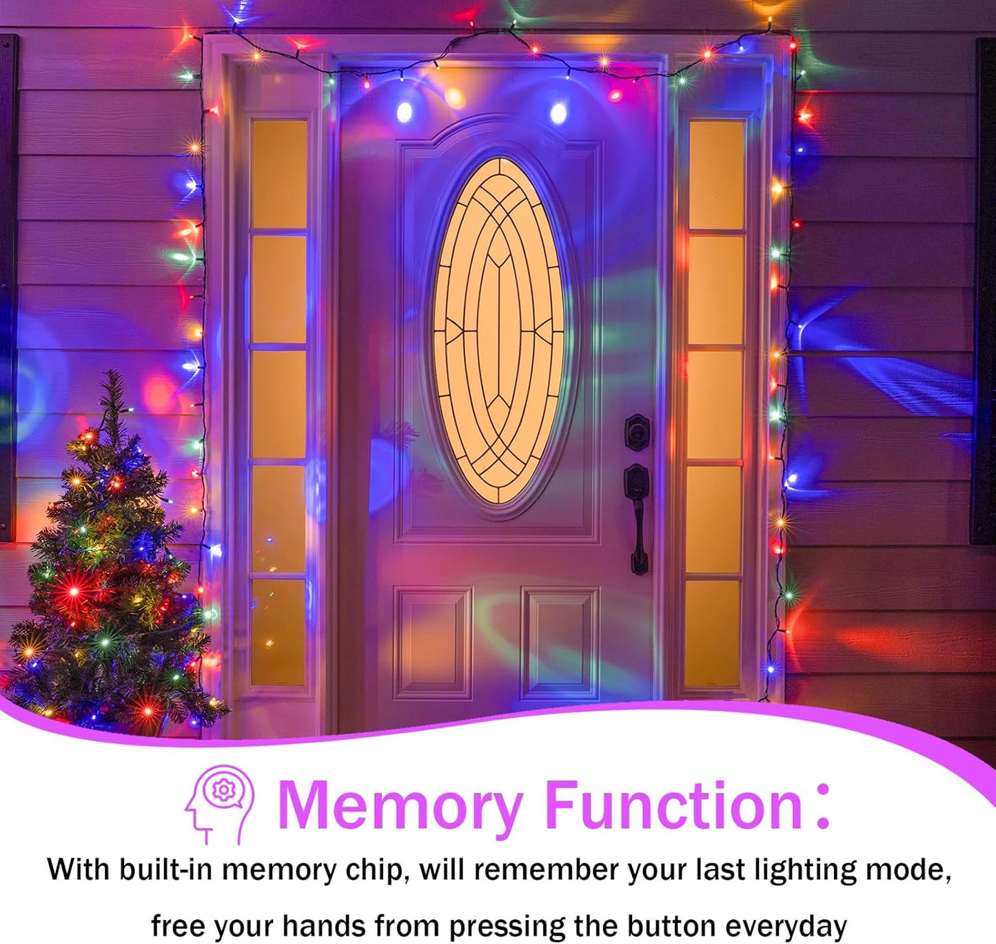 Upgraded 99FT 300 LED Multicolor Christmas String Lights Outdoor & Indoor, Memory Function & Timer & 8 Modes, Twinkle Lights Green Wire Waterproof for Xmas Tree Holiday Party Garden Decor (Multicolor)