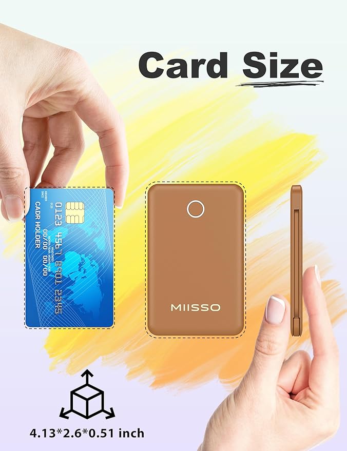 6000mah Ultra Slim Built in Cables Power Bank, Card Size Built in USB C Cords - Image 2