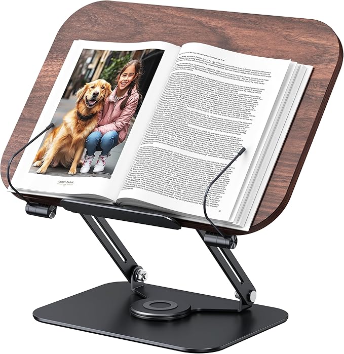Book Stand for Reading, 360° Adjustable Book Holder, Foldable Book Holder Stand by MOKURU