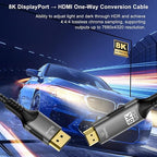 FDBRO 8K DisplayPort to HDMI Cable Active 8K@60Hz 4K@120Hz 32.4Gbps, - Image 2
