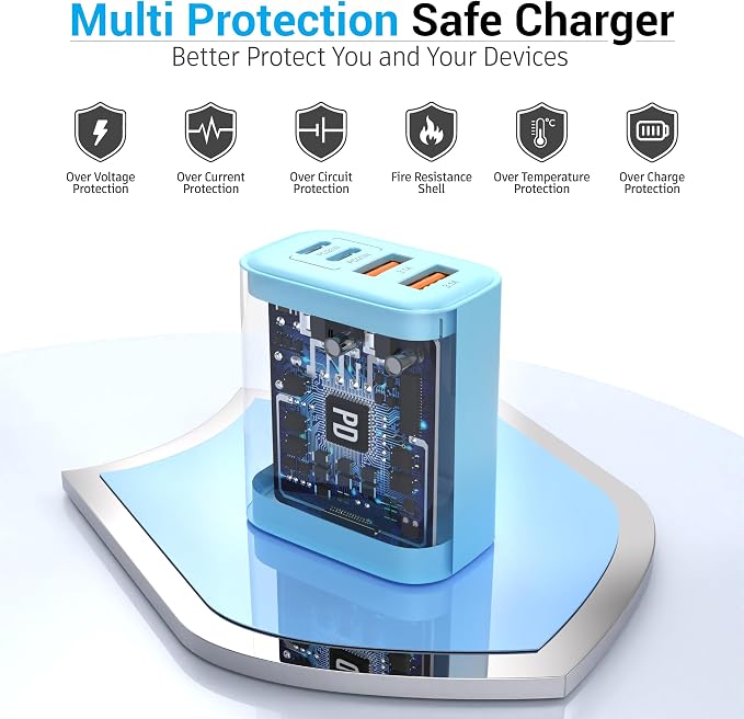 USB C Block 40W, 4 Ports Wall Plug Fast Charging Block, PD+QC Multiport Power - Image 2