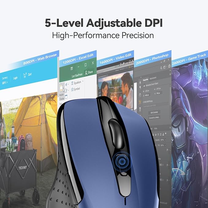 TECKNET Wireless Mouse, 2.4G Ergonomic Optical Mouse, Computer Mouse - Image 6