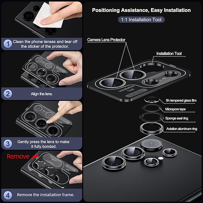 WSKEN for Samsung Galaxy S24 Ultra Camera Lens Protector, Ultra Thin Scratch - Image 6