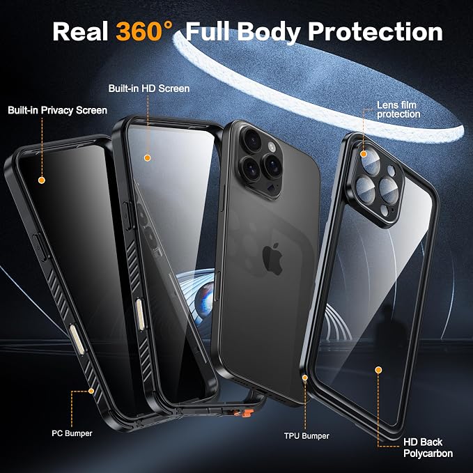 for iPhone 16 Pro Max Case Waterproof, Built-in Privacy Screen & HD Screen - Image 5