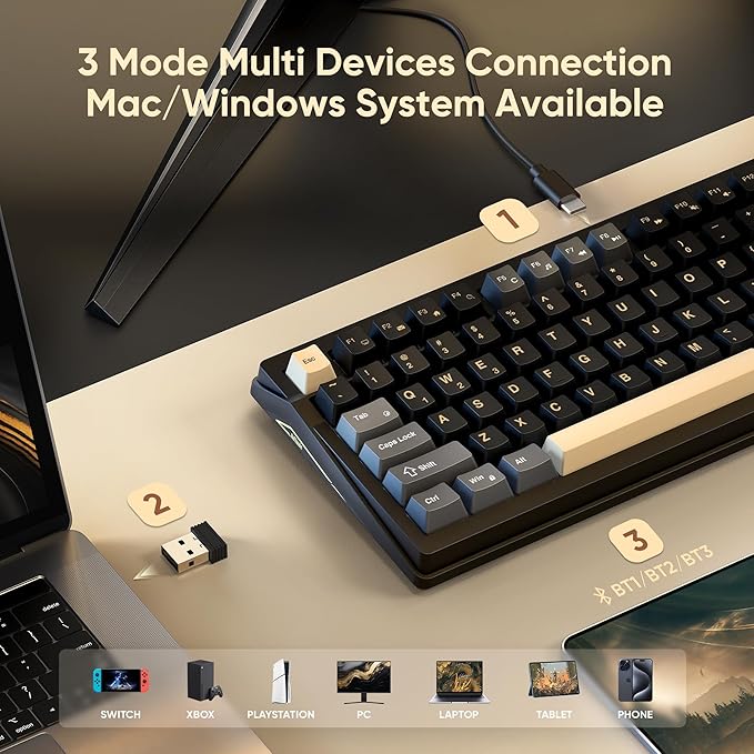 RedThunder K95 Wireless Mechanical Keyboard, TFT Screen & Knob, Tri-Mode - Image 4